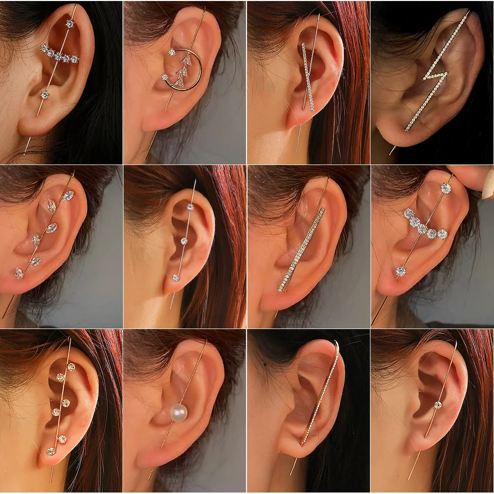 Earrings - Новые стильные серьги-листочки с цирконами, инкрустированные,