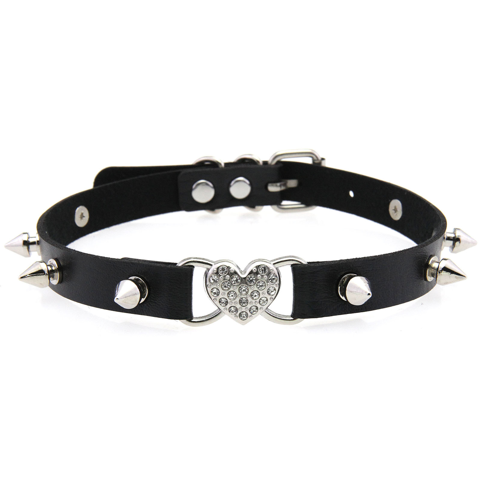 Goth Punk Spike Choker - Черное колье-чокер с готическим сердечком для