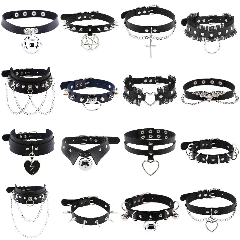 Goth Punk Spike Choker - Модное кожаное колье с шипами и