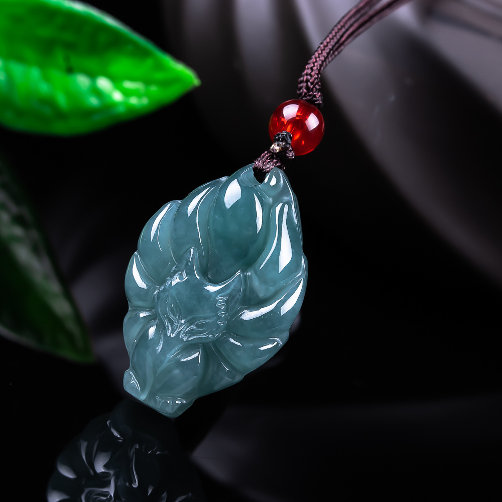 Necklaces - Натуральный бирманский нефритовый кулон-лиса, винтажные аксессуары,