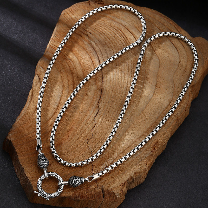 925 Sterling Silver Chain Necklace Men - OUYADI Колье из серебра 925 пробы
