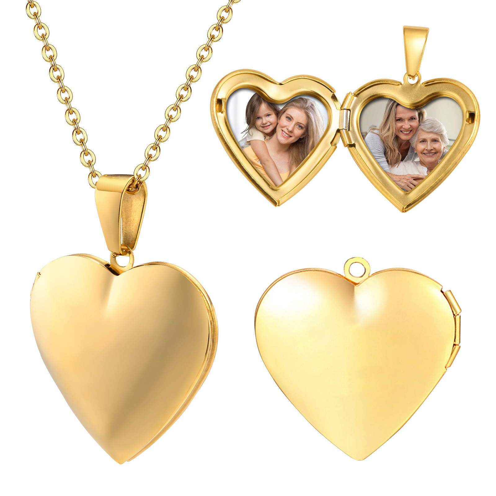 Heart Locket Necklace Photo - Ювелирные изделия из нержавеющей стали, медальон
