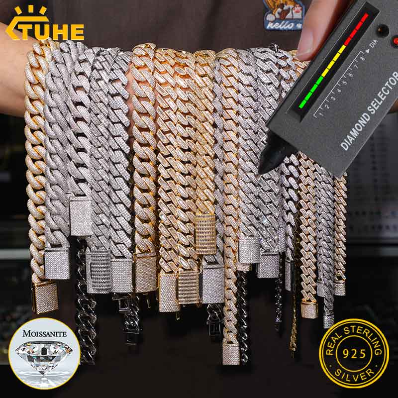 Cuban Link Chain 12Mm - Цепочка TUHE унисекс с муассанитом цвета