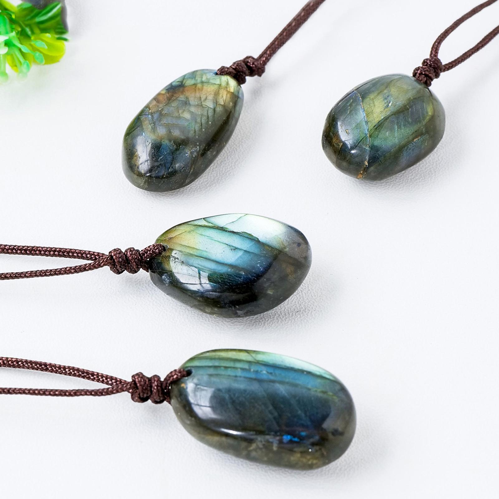 Crystal Pendant Necklace Natural Stone - Ожерелья с подвесками из натурального лабрадорита