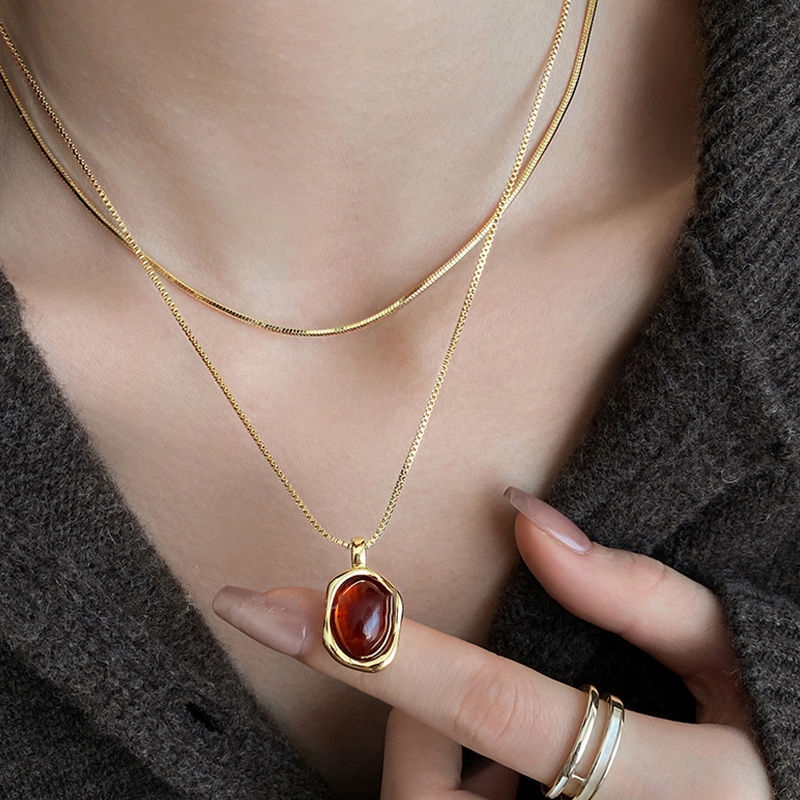 Layered Pendant Necklace Aesthetic - Модные винтажные двухслойные подвески из натурального