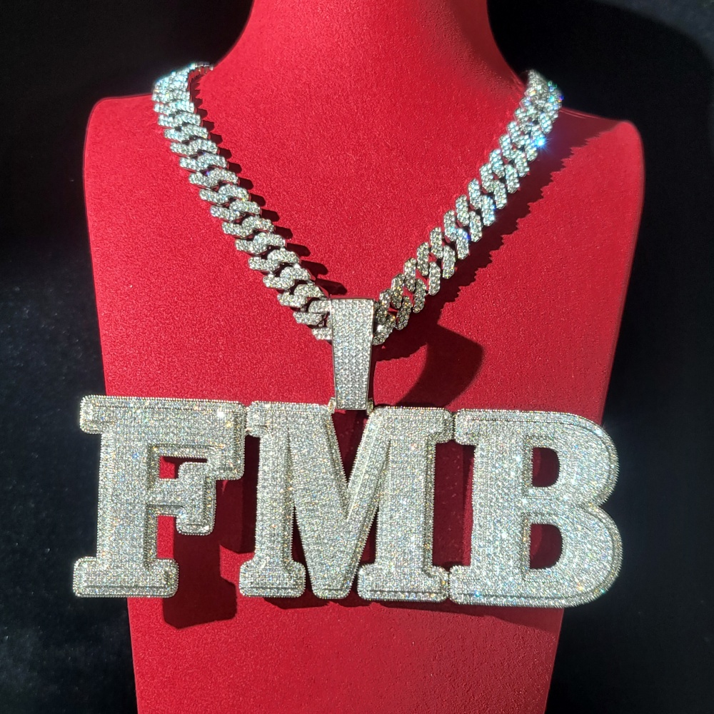 Cuban Link Chain 12Mm - Подвеска с буквами и цифрами из