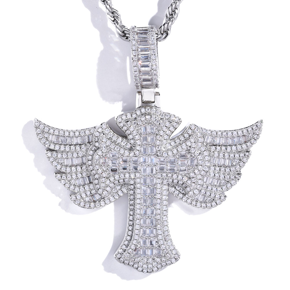 Cross Pendant Necklace Gold - Хип-хоп полный бриллиант 18 карат позолоченное