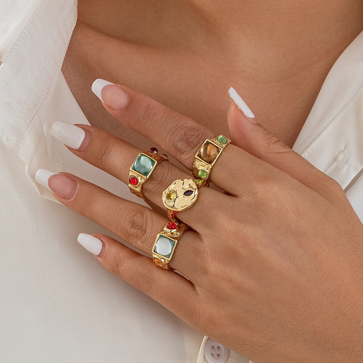 4 шт./компл. винтажное красочн – обзор и цена Vintage Punk Knuckle Rings Set