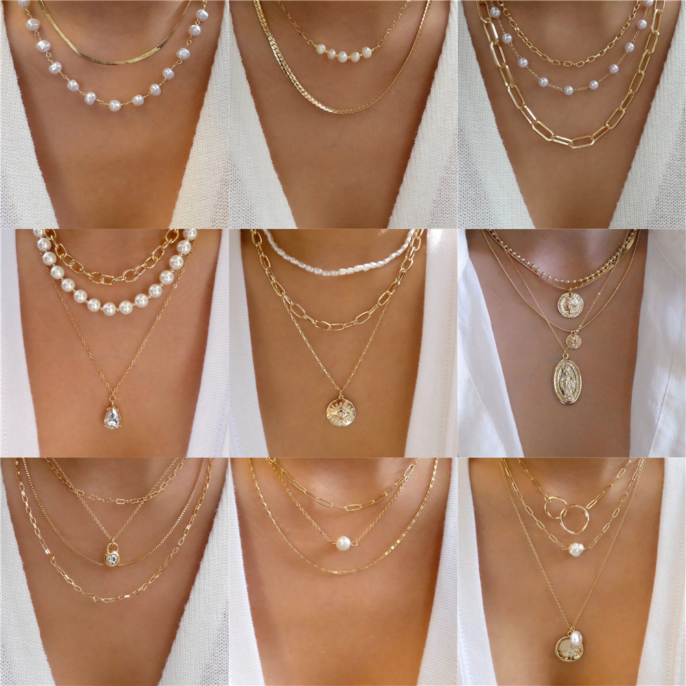 Модное многослойное ожерелье с – обзор и цена Pearl Choker Necklace Vintage