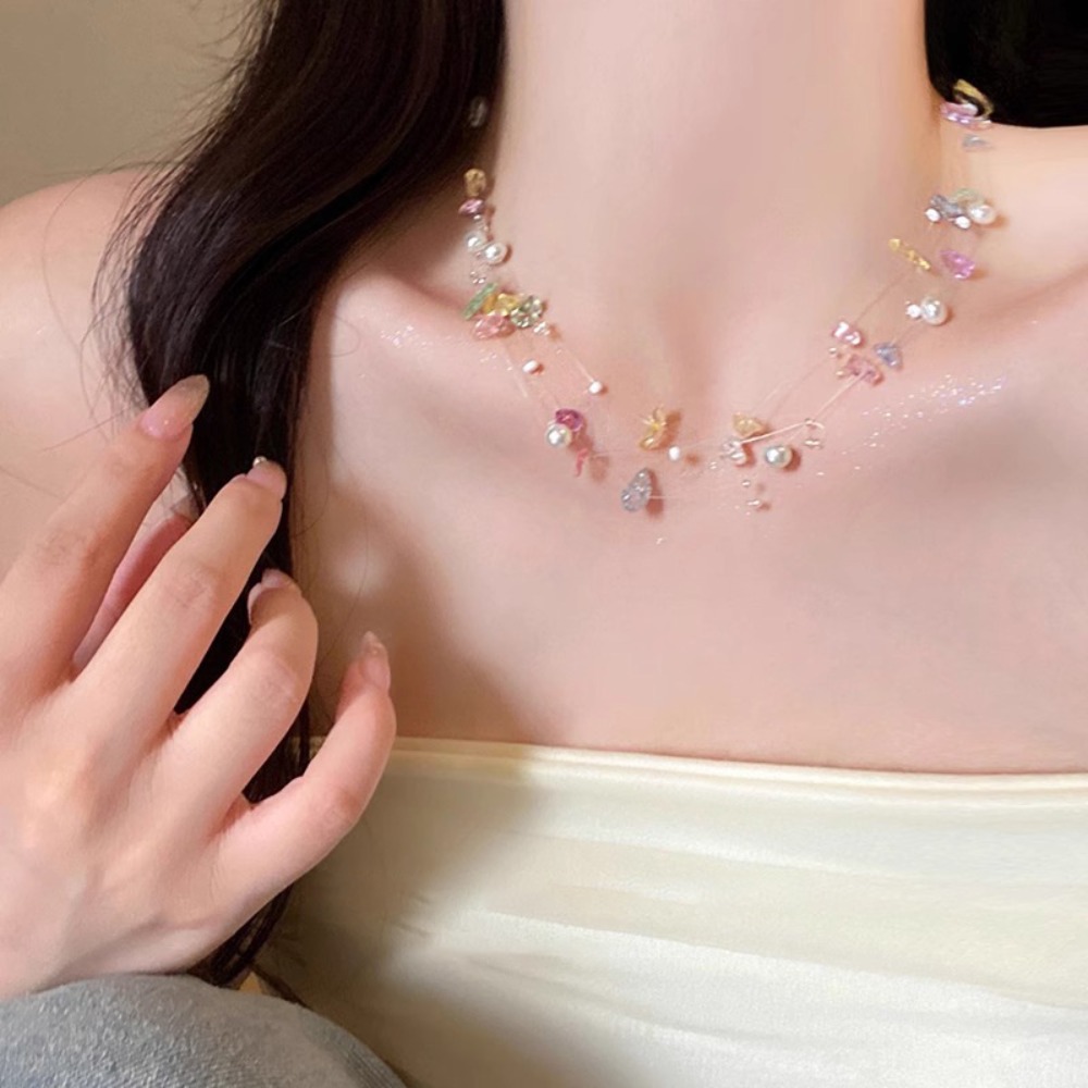 Красочное жемчужное колье-чоке – обзор и цена Layered Pendant Necklace Aesthetic