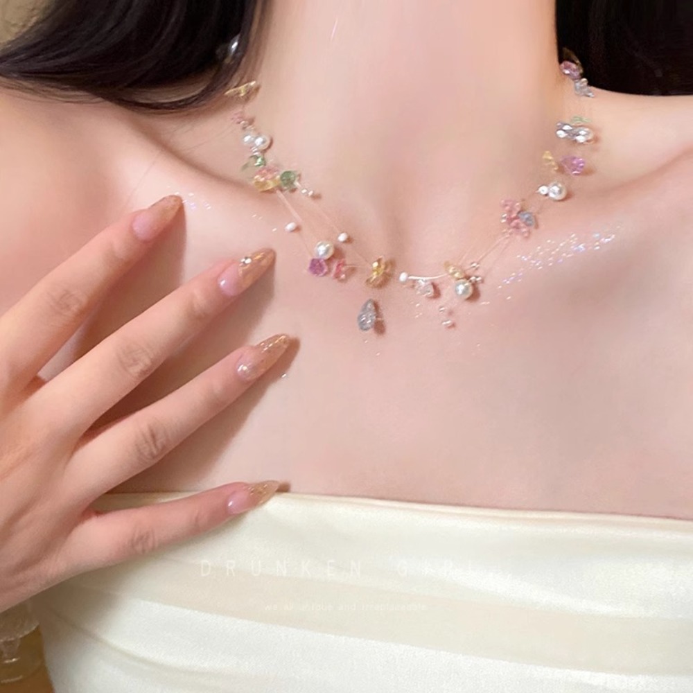 Красочное жемчужное колье-чоке – обзор и цена Layered Pendant Necklace Aesthetic
