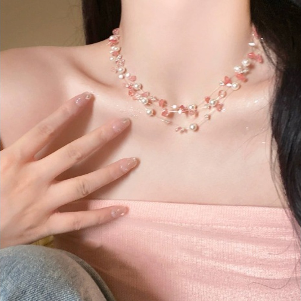 Красочное жемчужное колье-чоке – обзор и цена Layered Pendant Necklace Aesthetic