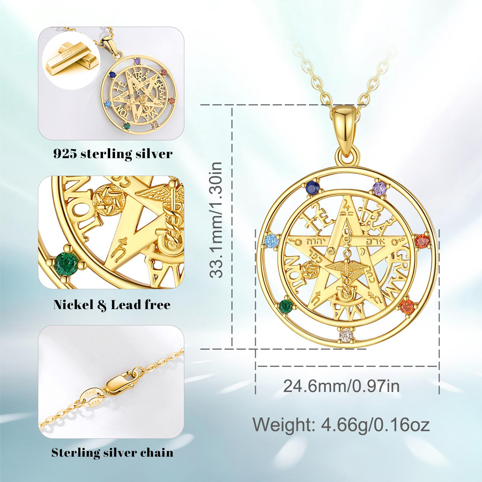 Ожерелье с пентаграммой Eudora – обзор и цена 925 Sterling Silver Chain Necklace Men