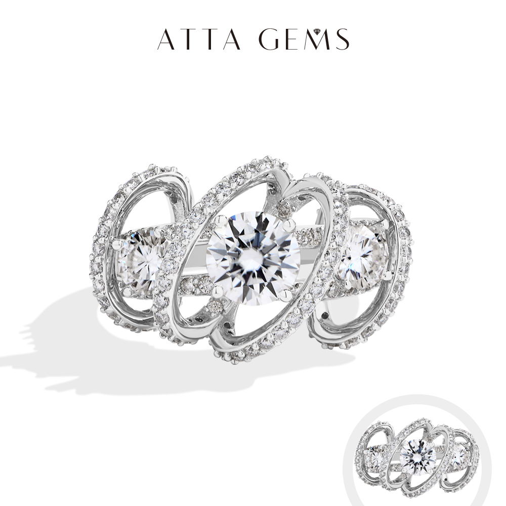ATTAGEMS кольцо с тремя камням – обзор и цена Moissanite Engagement Ring 1 Carat