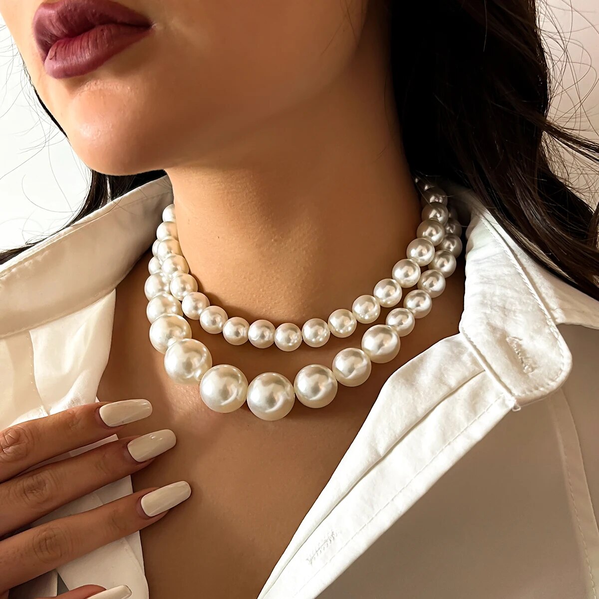 2 шт./компл., преувеличенное б – обзор и цена Pearl Choker Necklace Vintage