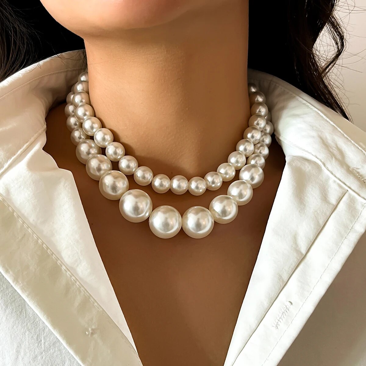 2 шт./компл., преувеличенное б – обзор и цена Pearl Choker Necklace Vintage