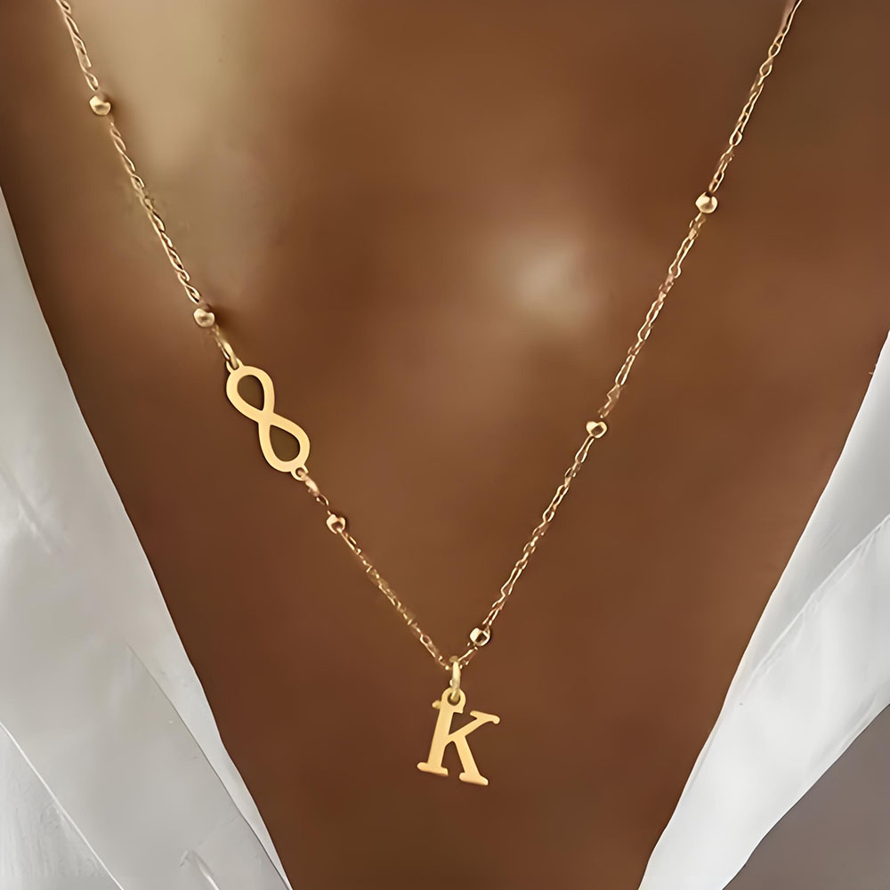 Ожерелье с бусинами и инициало – обзор и цена Initial Letter Necklace 18K Gold