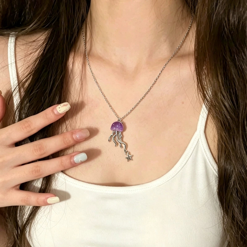 Милый фиолетовый кулон-медуза  – обзор и цена Layered Pendant Necklace Aesthetic